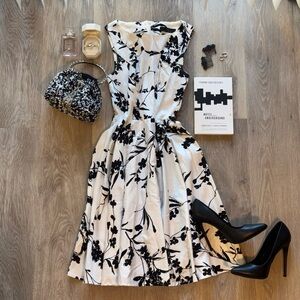 Grace Karin Black and White Floral Midi Dress